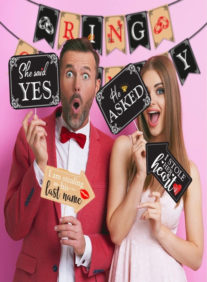 Zyozique 17 Pcs Ring Ceremony Decoration kit Bridal Shower Decorations for Wedding Engagement Theme Party Decorations Included Paper Banner and Photo Booth Props - Image 5